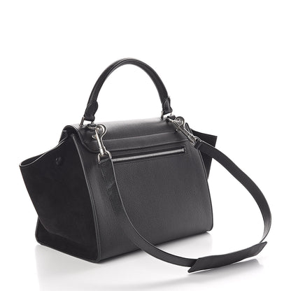 Celine Drummed Calfskin Suede Small Trapeze Black 3 of 9