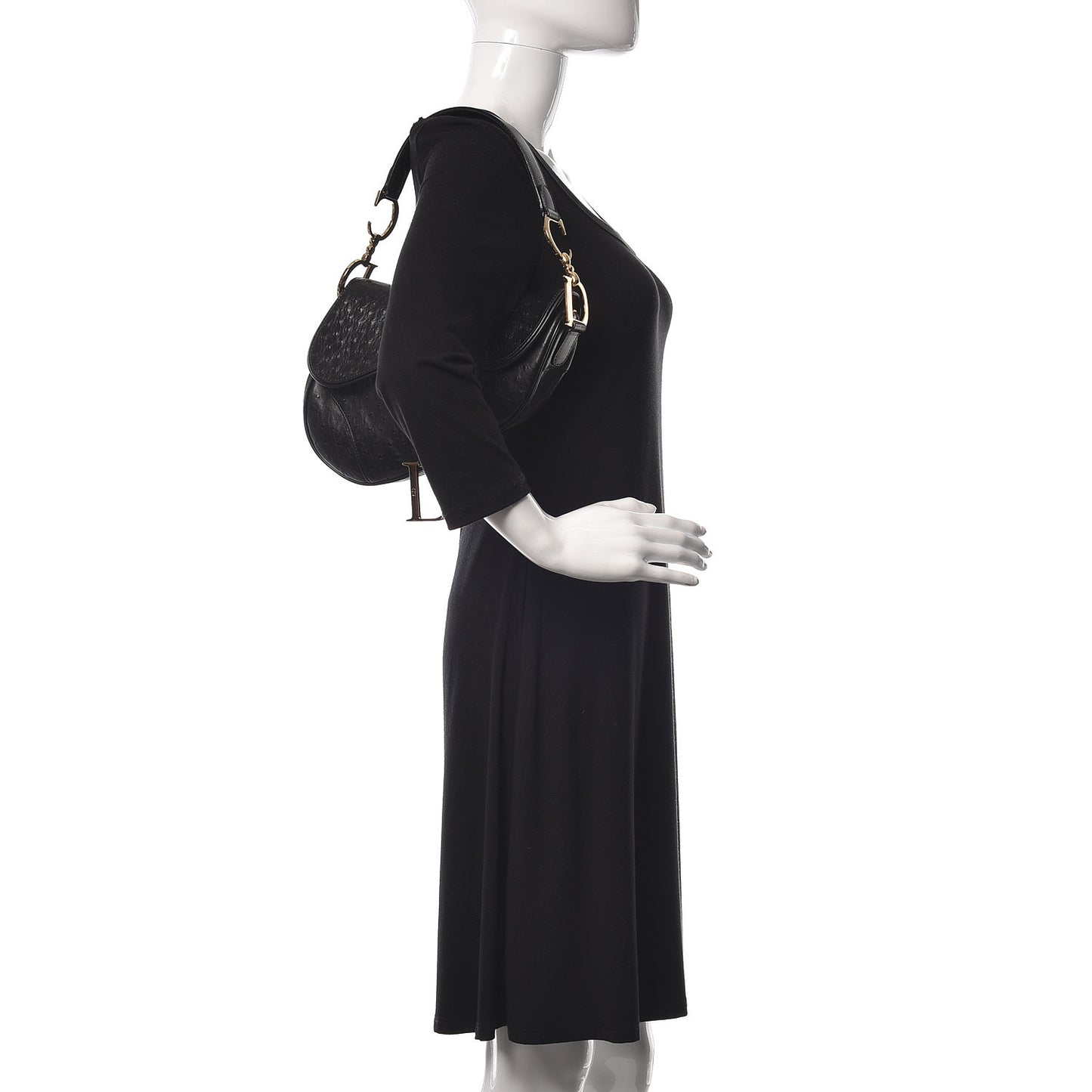 Ostrich Saddle Bag Black
