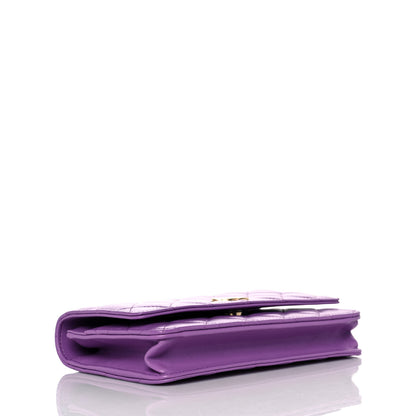 Chanel Lambskin Quilted Pick Me Up Wallet On Chain WOC Purple 3 of 9