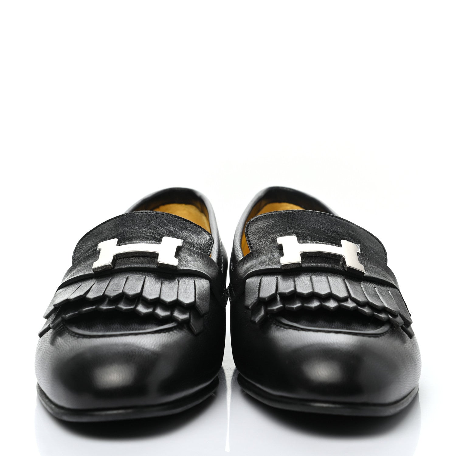 Hermes Goatskin Womens Royal Loafers 38 Black 3 of 20