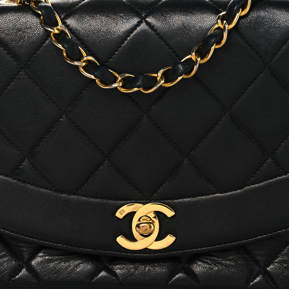 Lambskin Quilted Small Single Flap Black