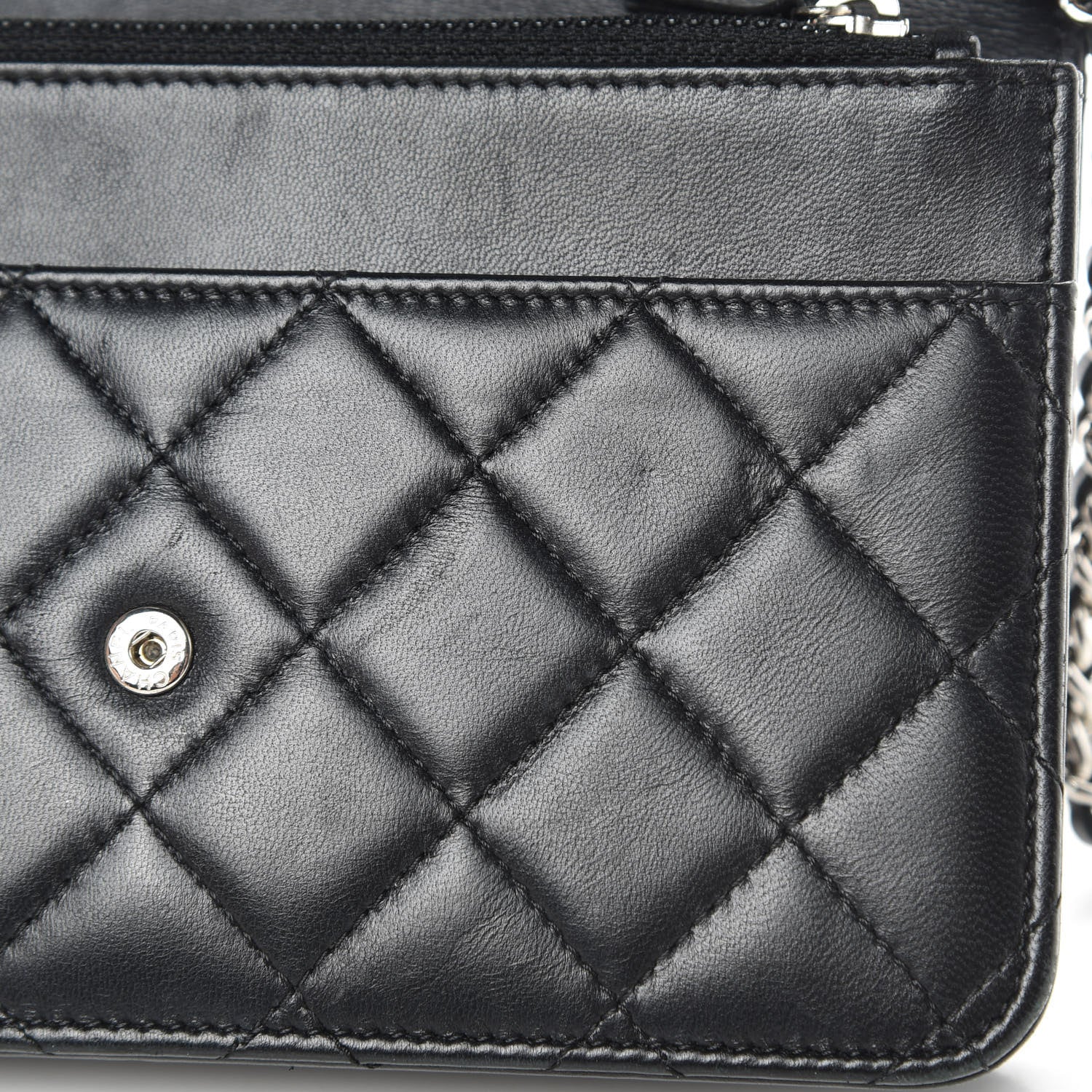 Chanel Lambskin Quilted Wallet On Chain WOC Black 13 of 15