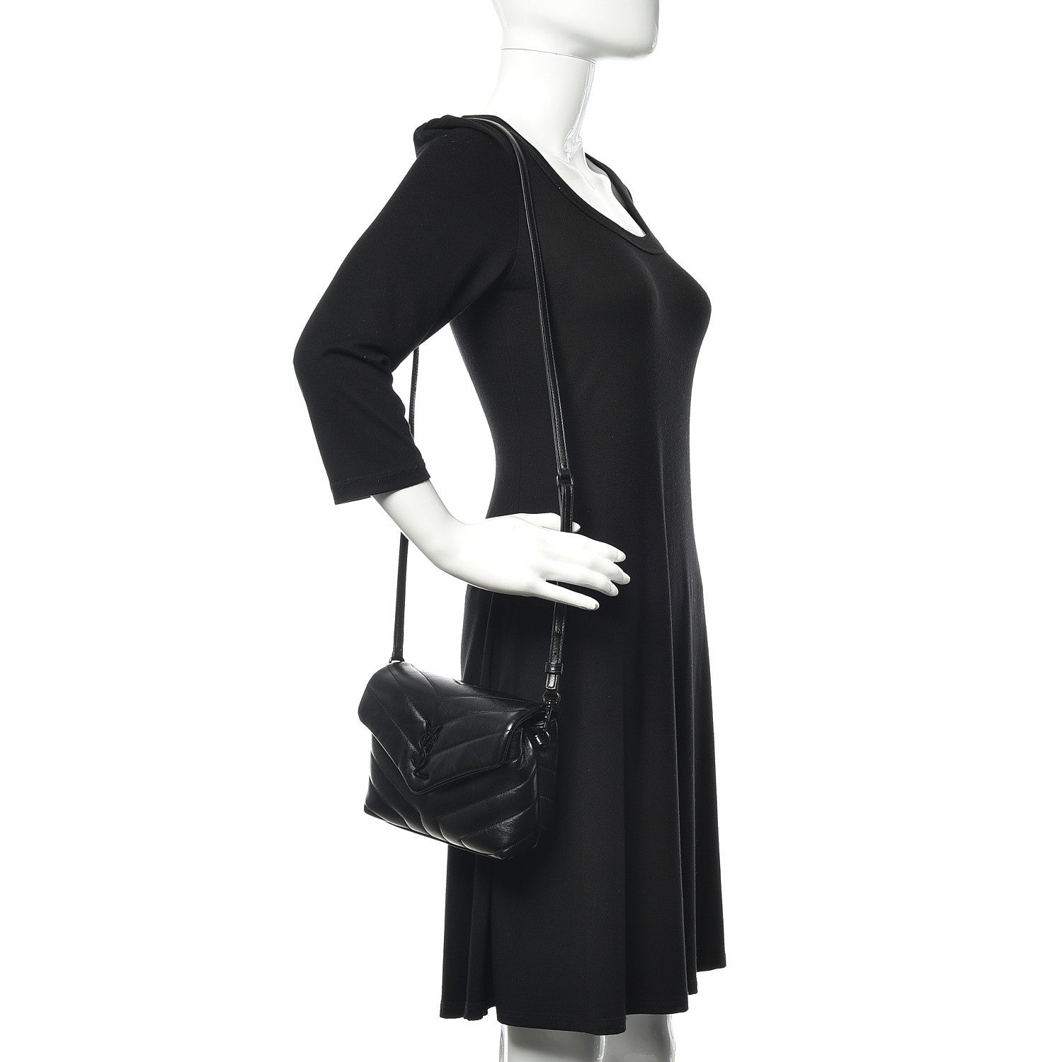 Saint Laurent Calfskin Y Quilted Monogram Toy Loulou Crossbody Bag Black 2 of 12