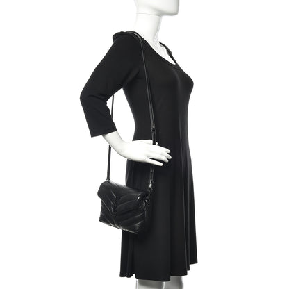 Saint Laurent Calfskin Y Quilted Monogram Toy Loulou Crossbody Bag Black 2 of 12
