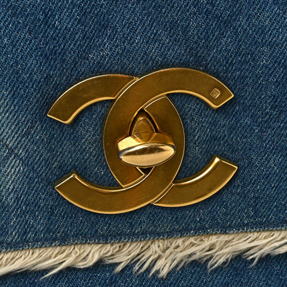 Chanel Frayed Denim Quilted Flap Blue 11 of 13
