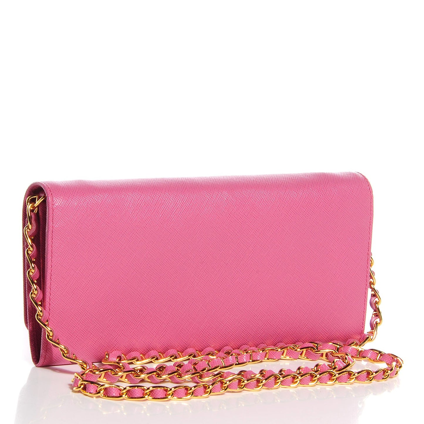 Saffiano Metal Oro Chain Wallet Begonia