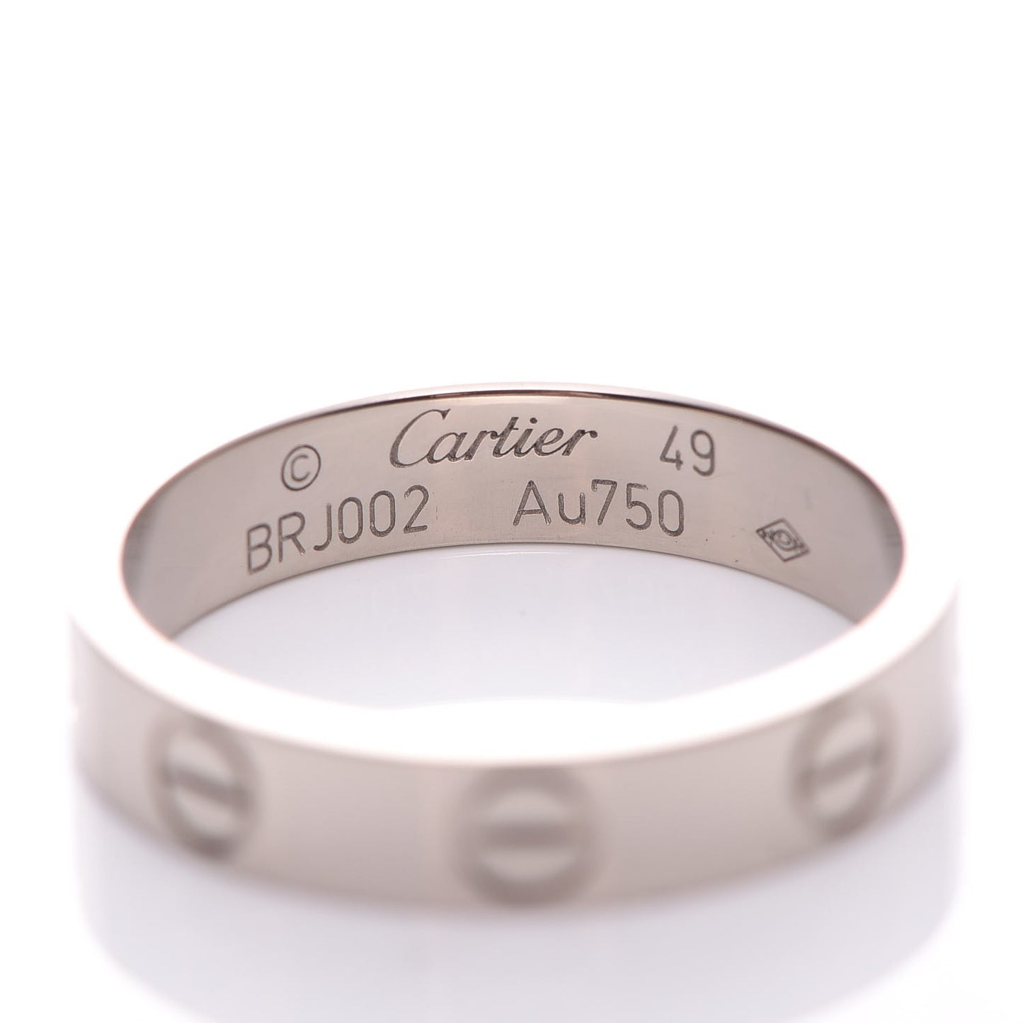 18K White Gold 3.5mm LOVE Wedding Band Ring 49 4.75