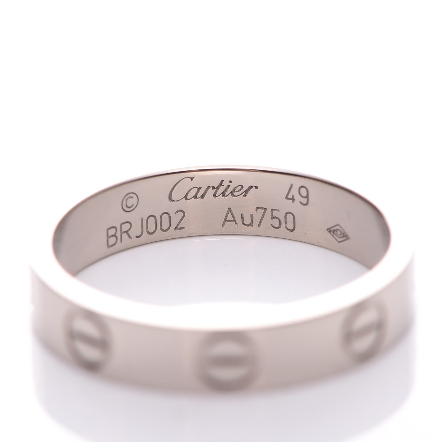 Cartier 18K White Gold 3.5mm LOVE Wedding Band Ring 49 4.75 4 of 4