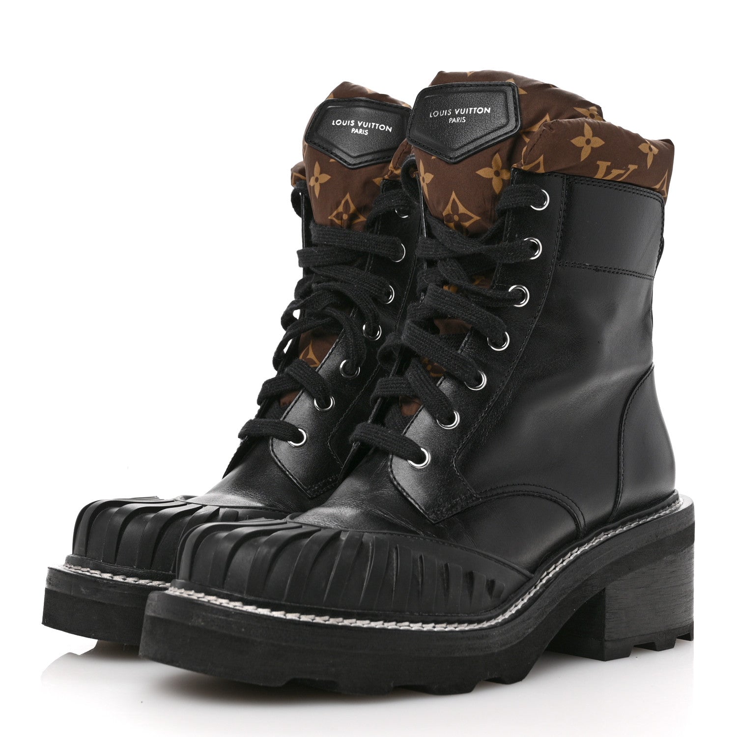 Louis Vuitton Calfskin Monogram Nylon LV Beaubourg Ankle Boots 39