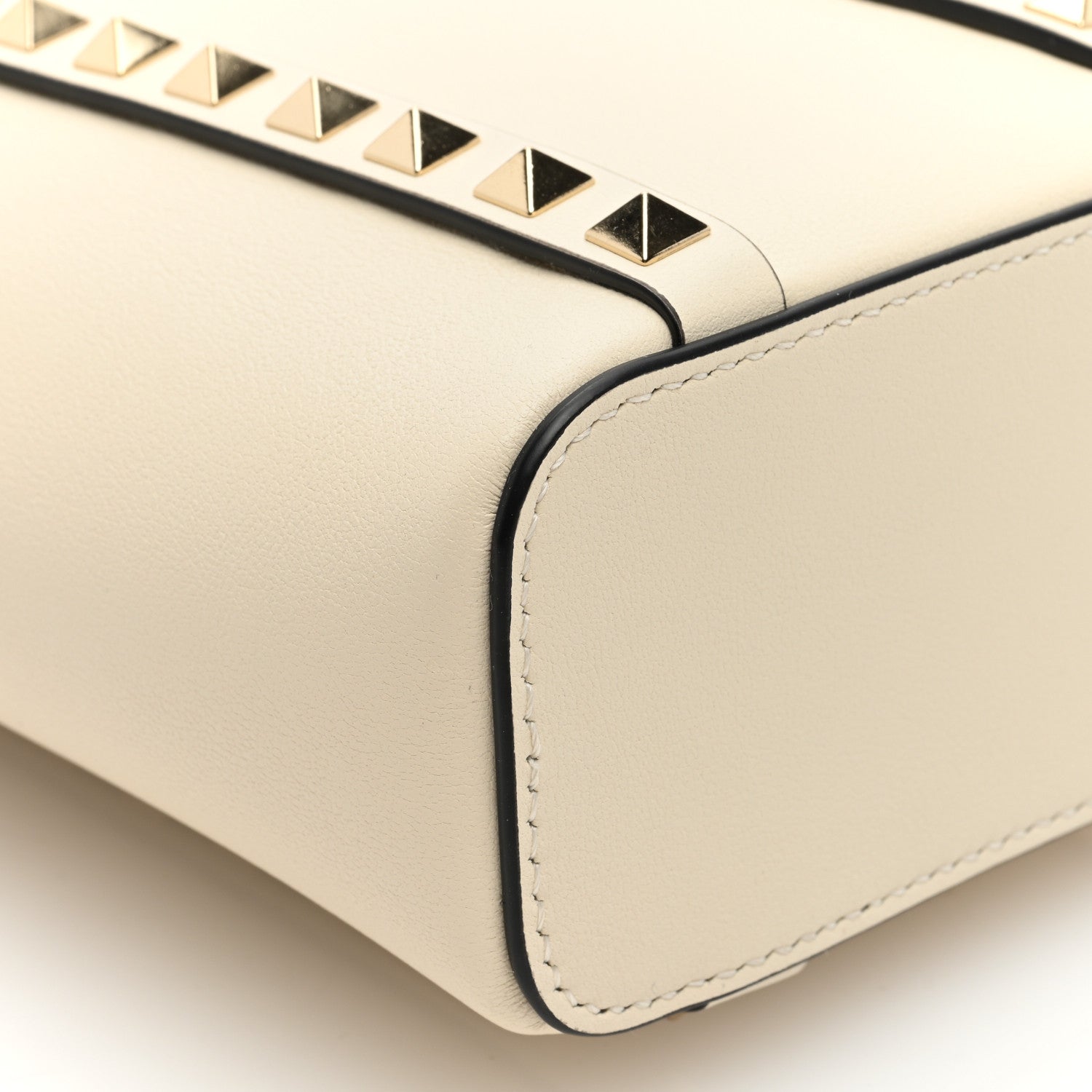 Valentino Garavani Pebbled Calfskin Rockstud North South Crossbody Bag Light Ivory 8 of 9