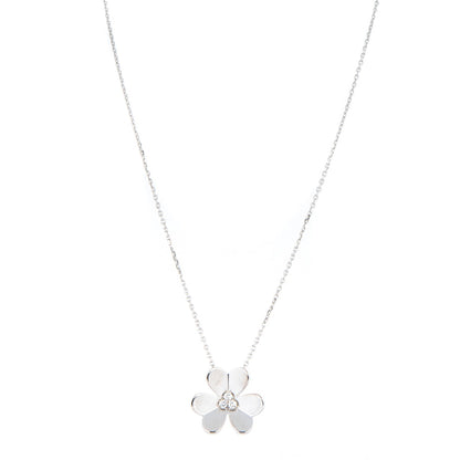 Van Cleef & Arpels 18K White Gold Diamond Large Frivole Pendant Necklace 1 of 5