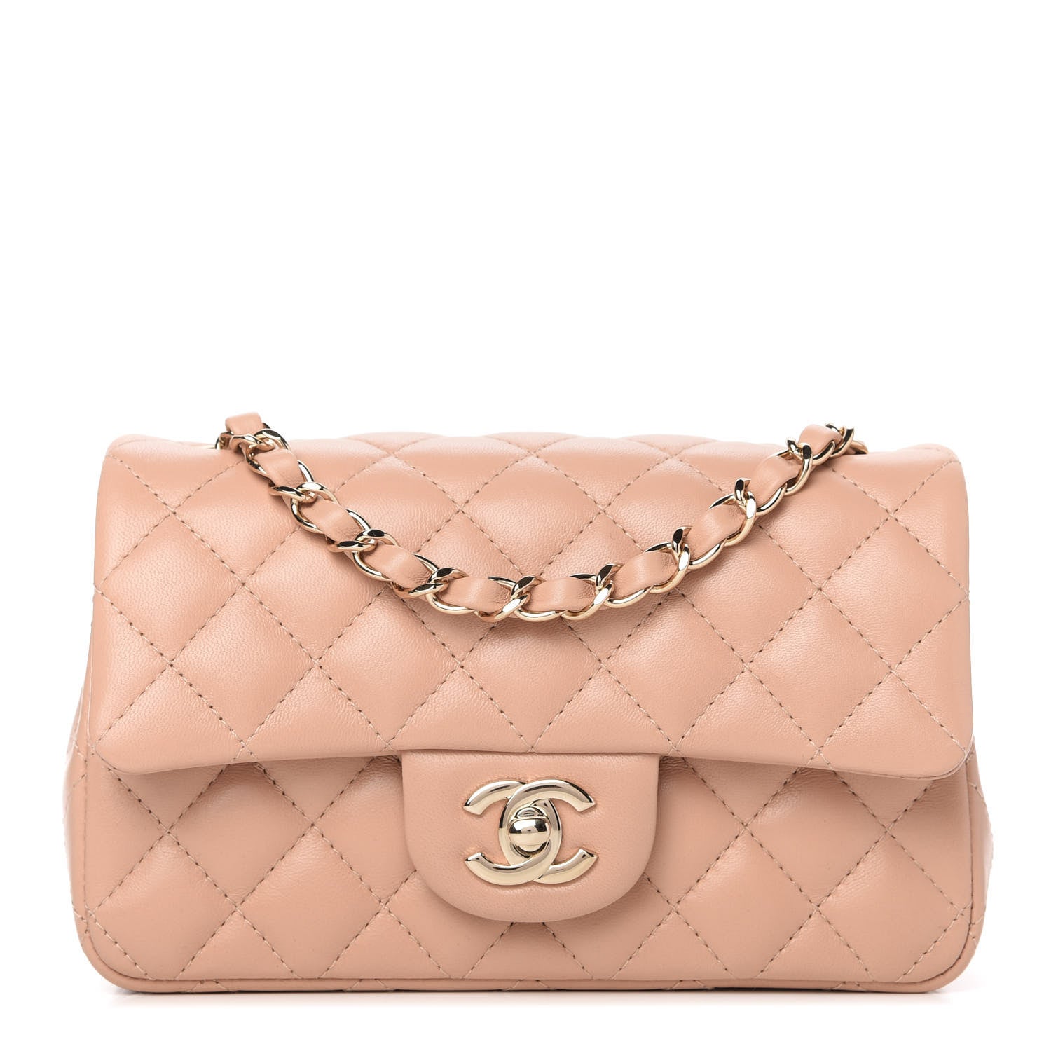 Chanel Lambskin Quilted Mini Rectangular Flap Beige 1 of 10