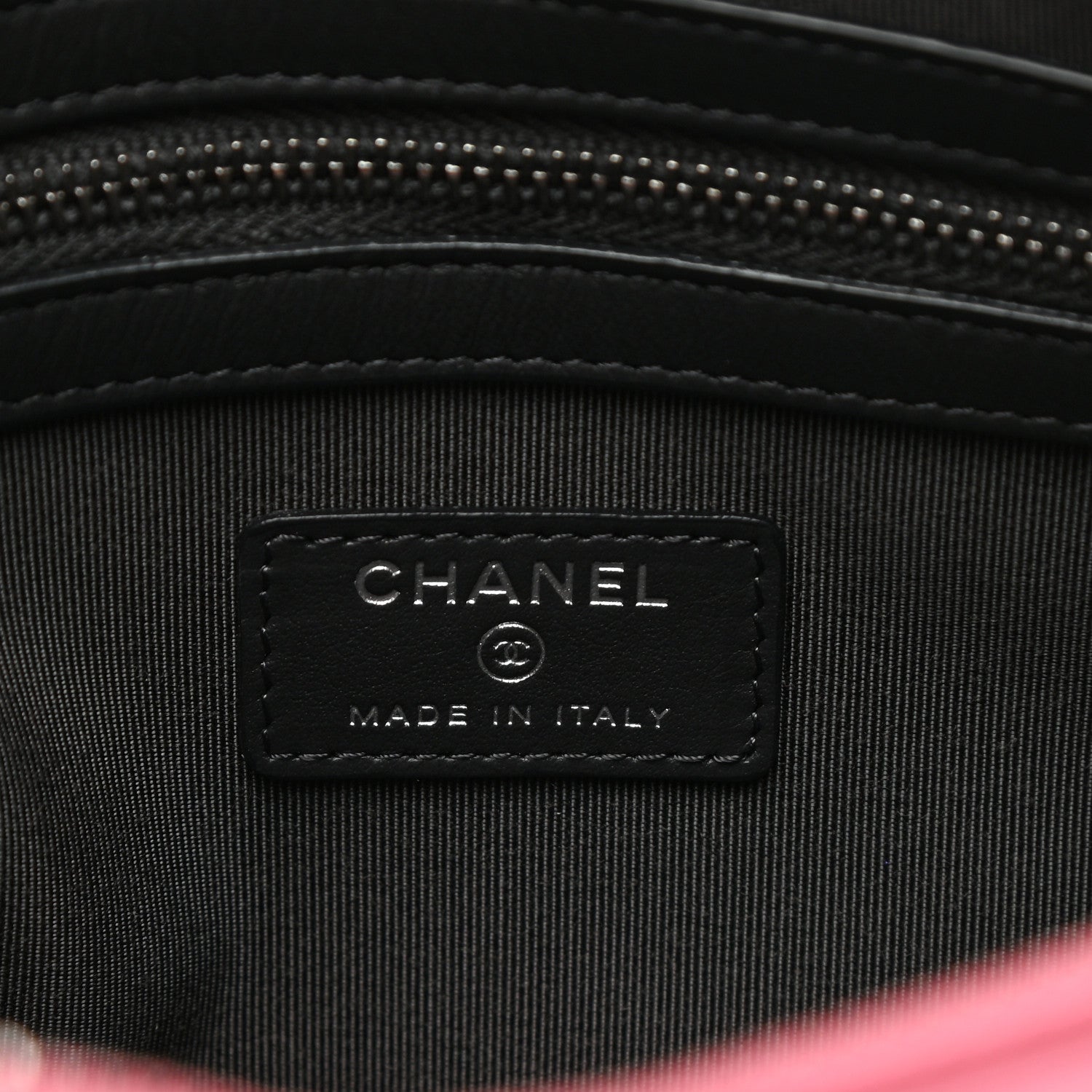 Chanel Aged Calfskin Chevron Quilted Medium Gabrielle Cosmetic Case Pink Navy Black 6 of 7