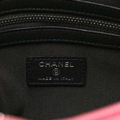 Chanel Aged Calfskin Chevron Quilted Medium Gabrielle Cosmetic Case Pink Navy Black 6 of 7