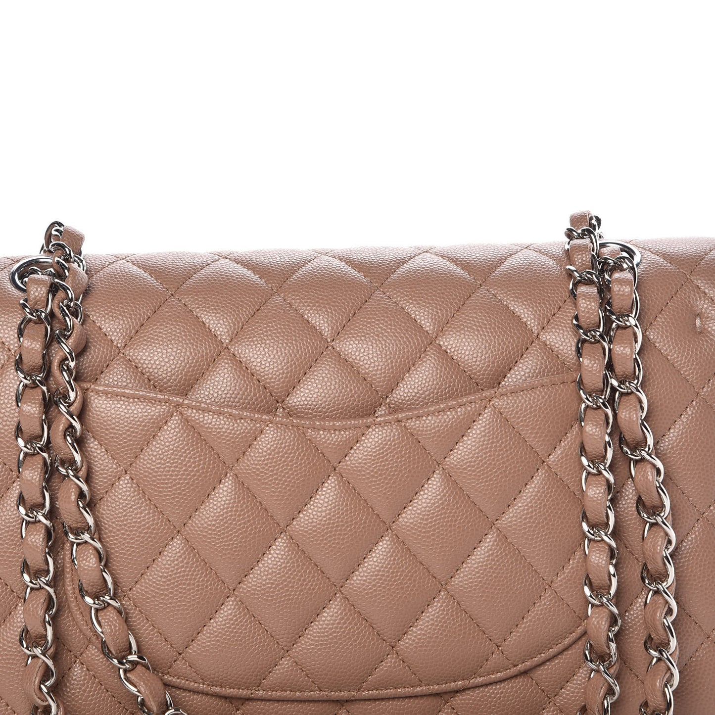 Caviar Quilted Medium Double Flap Dark Beige