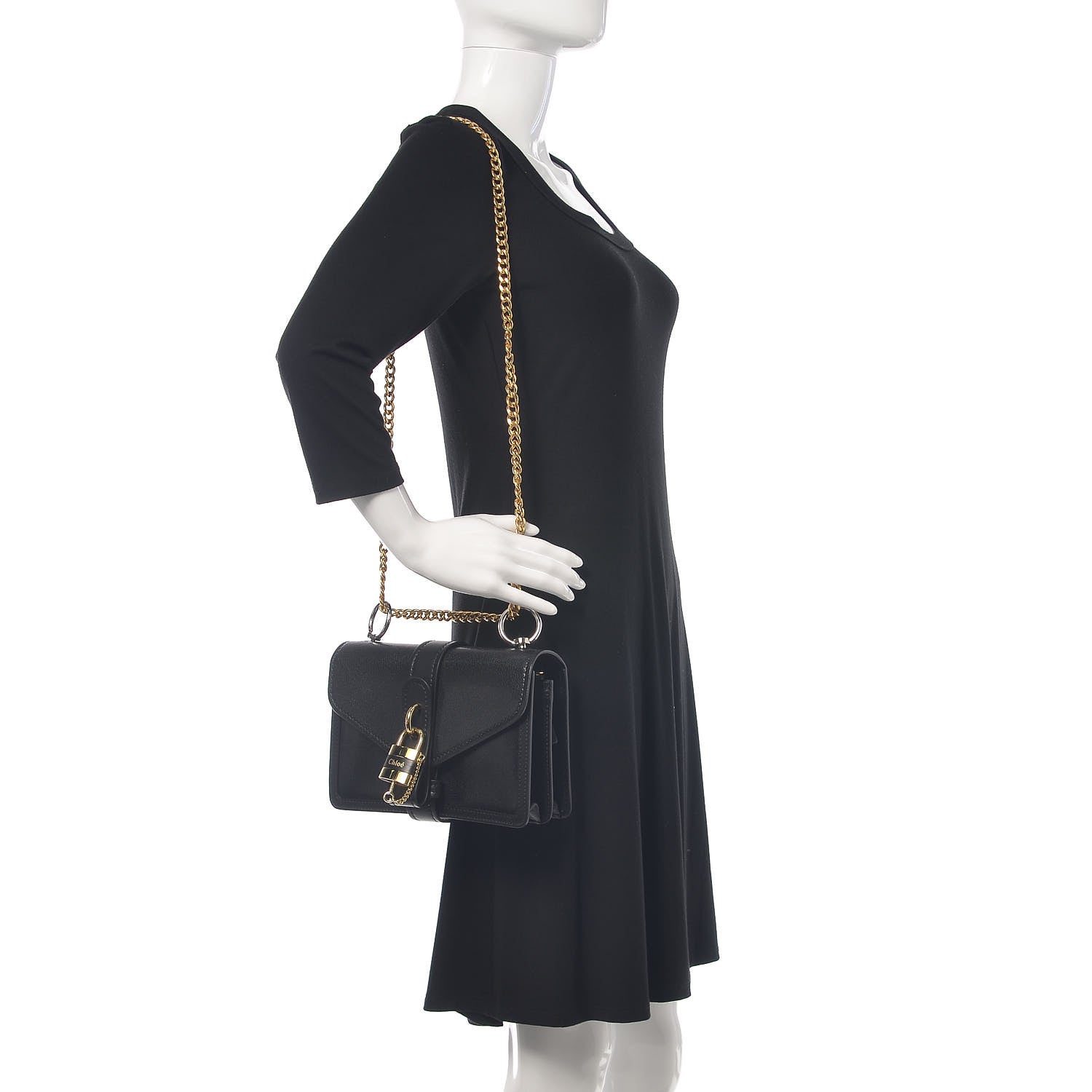 Chloe Shiny Goatskin Calfskin Aby Chain Shoulder Bag Black 2 of 11