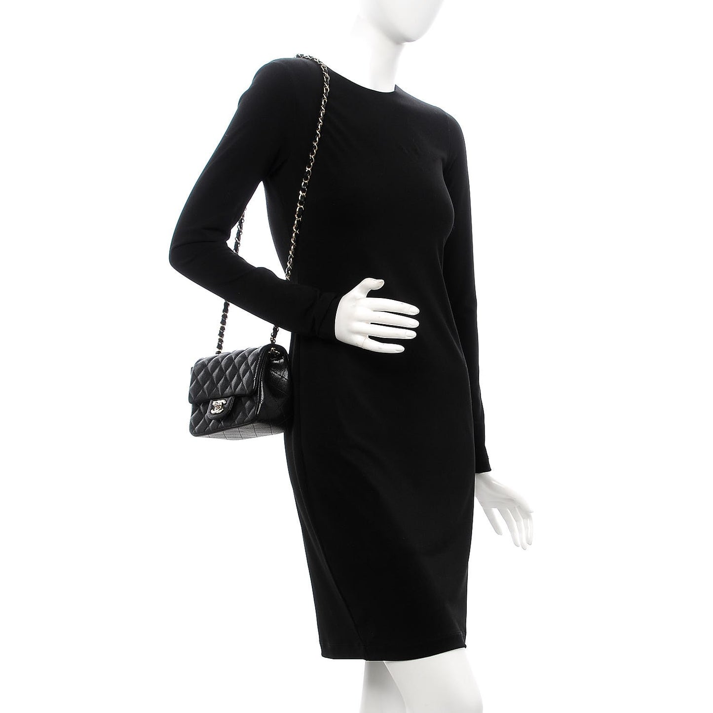 Caviar Quilted Mini Square Flap Black