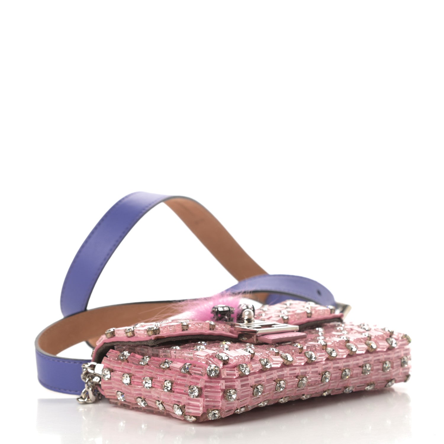 Fendi Crystal Beaded Monster Baguette Belt Bag 95 38 Pink 4 of 12