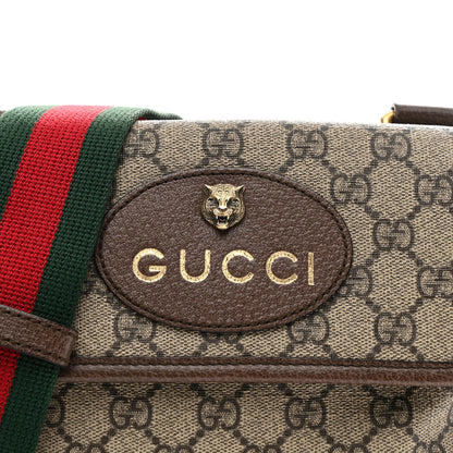 Gucci GG Supreme Monogram Web Small Neo Vintage Double Flap Messenger Bag Beige New Acero 8 of 10