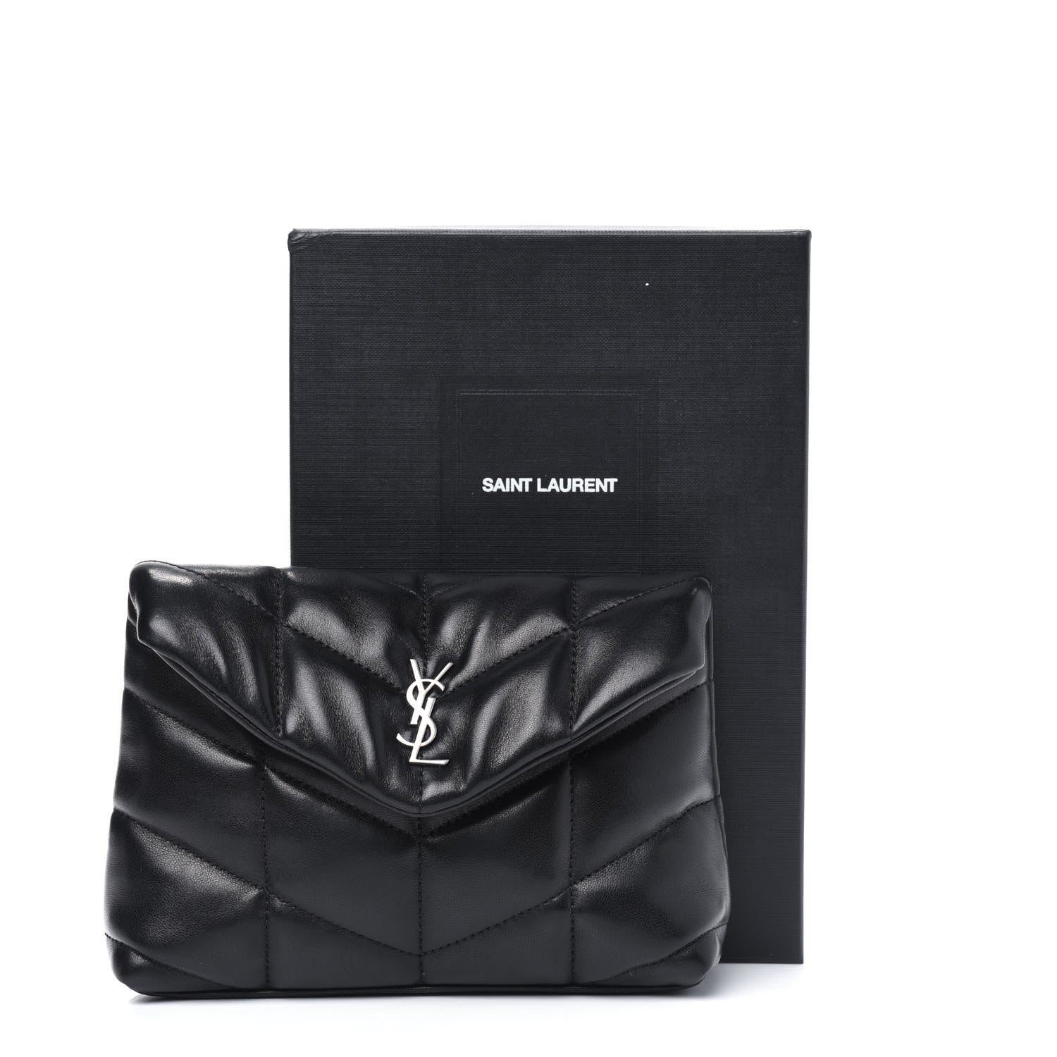 Saint Laurent Lambskin Monogram Loulou Puffer Pouch Clutch Black 11 of 11