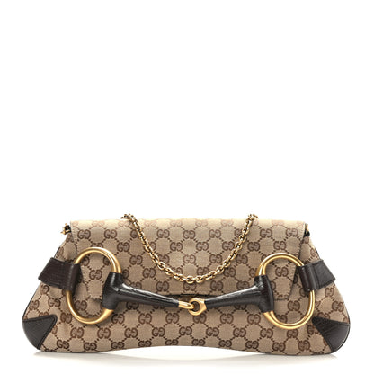 Gucci Monogram Horsebit Clutch Dark Brown 1 of 9