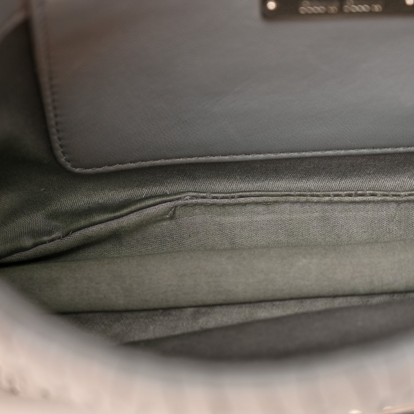 Nappa Matelasse Crystal Pearl Flap Clutch Grey