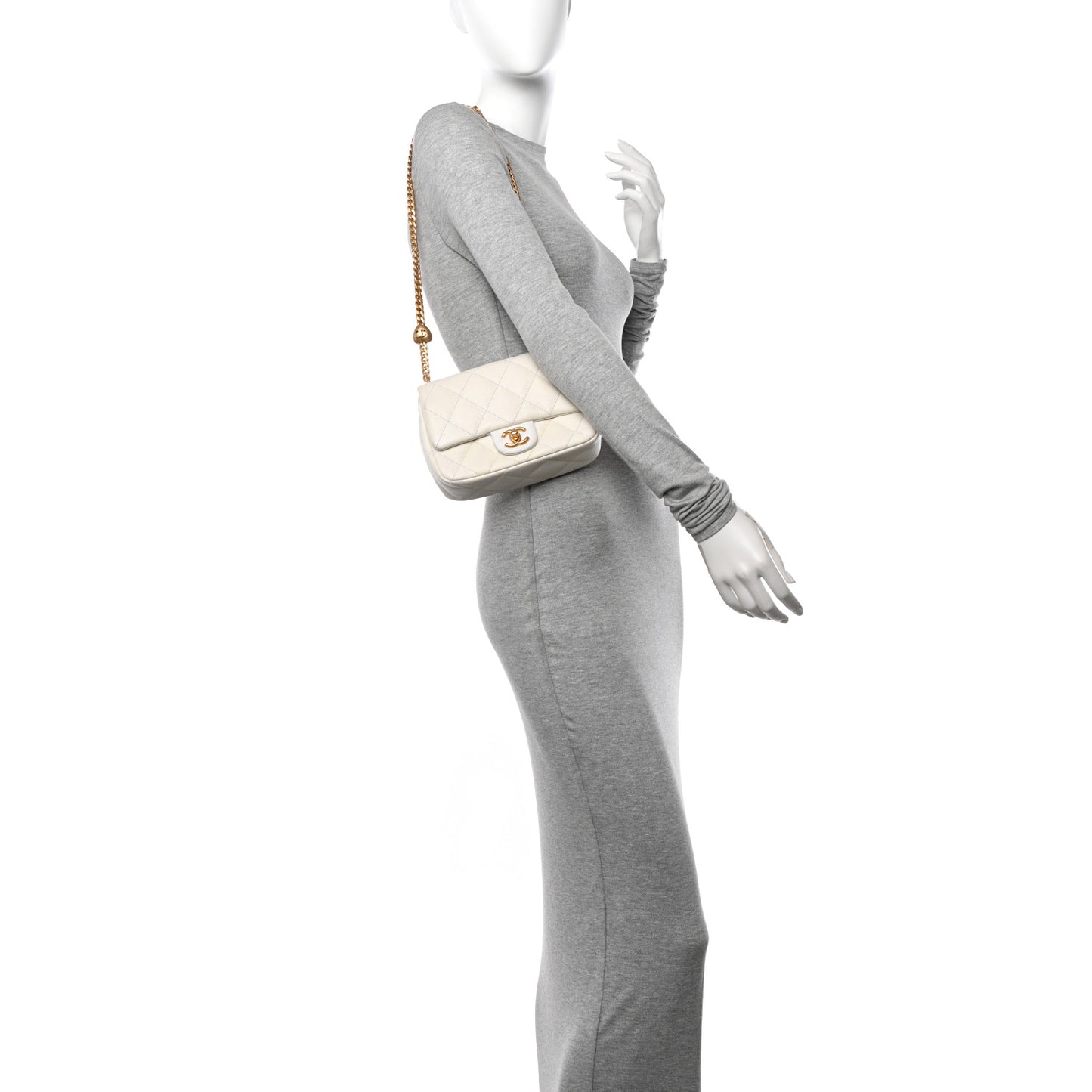 Caviar Quilted Mini Sweetheart Flap White