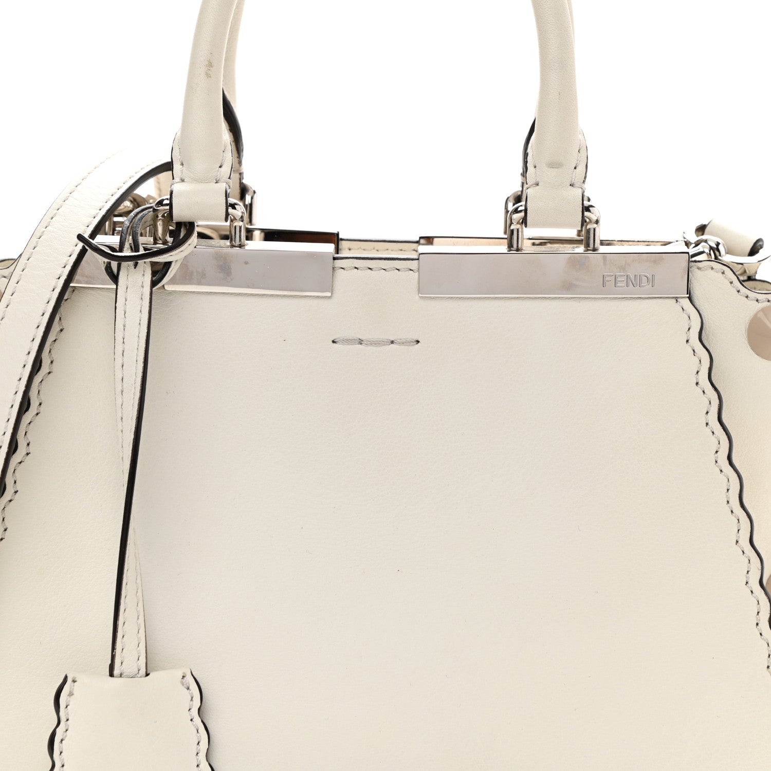 Fendi Vitello Scalloped Studded Mini 3Jours Tote Ice Cloude 9 of 14