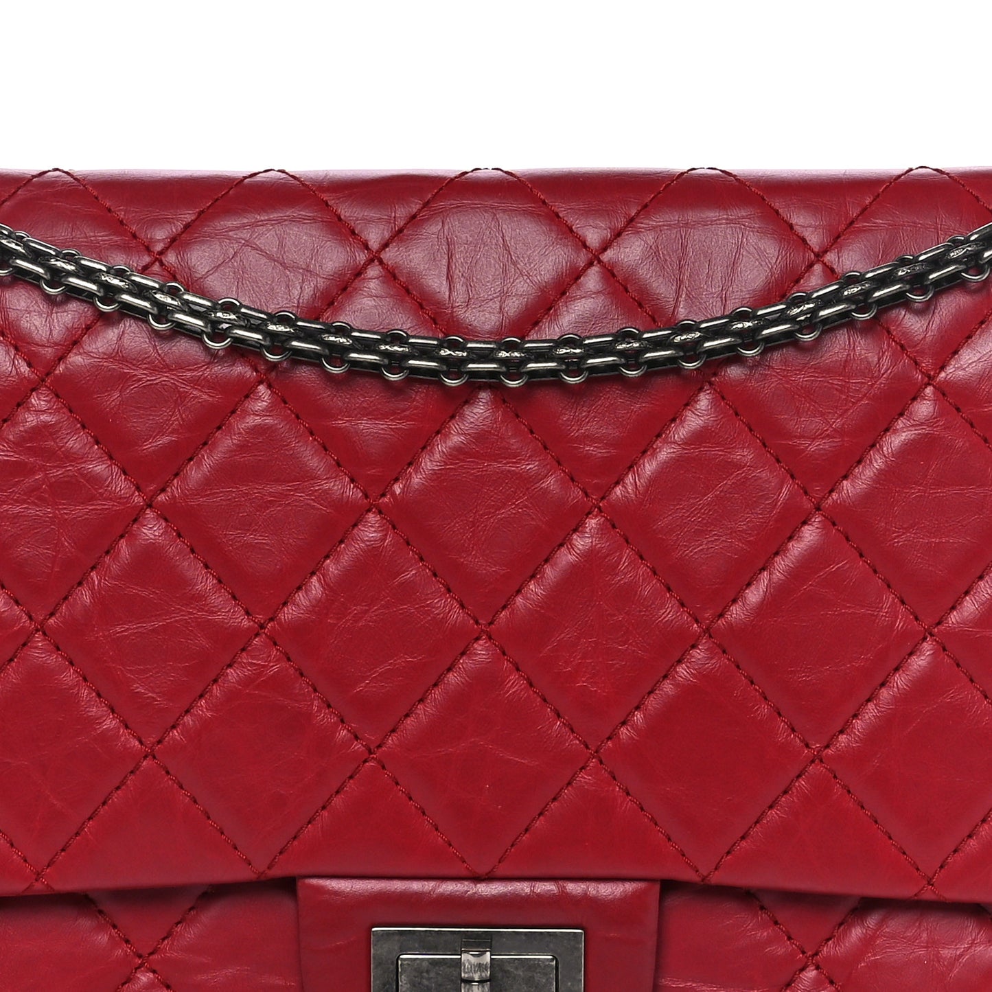 Aged Calfskin Quilted 2.55 Reissue 225 Flap Red