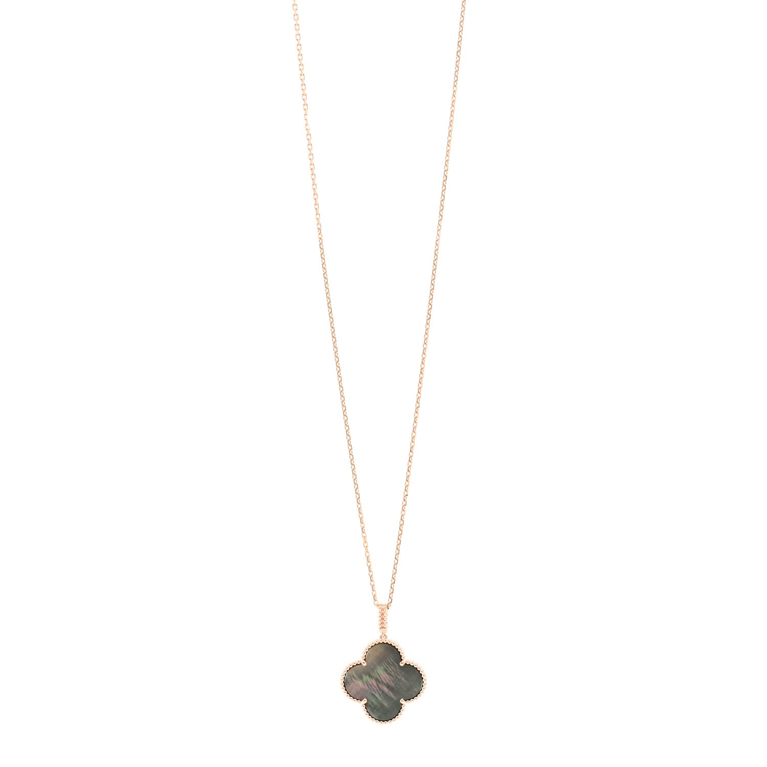 Van Cleef & Arpels 18K Rose Gold Gray Mother of Pearl Magic Alhambra Long Necklace 1 of 5