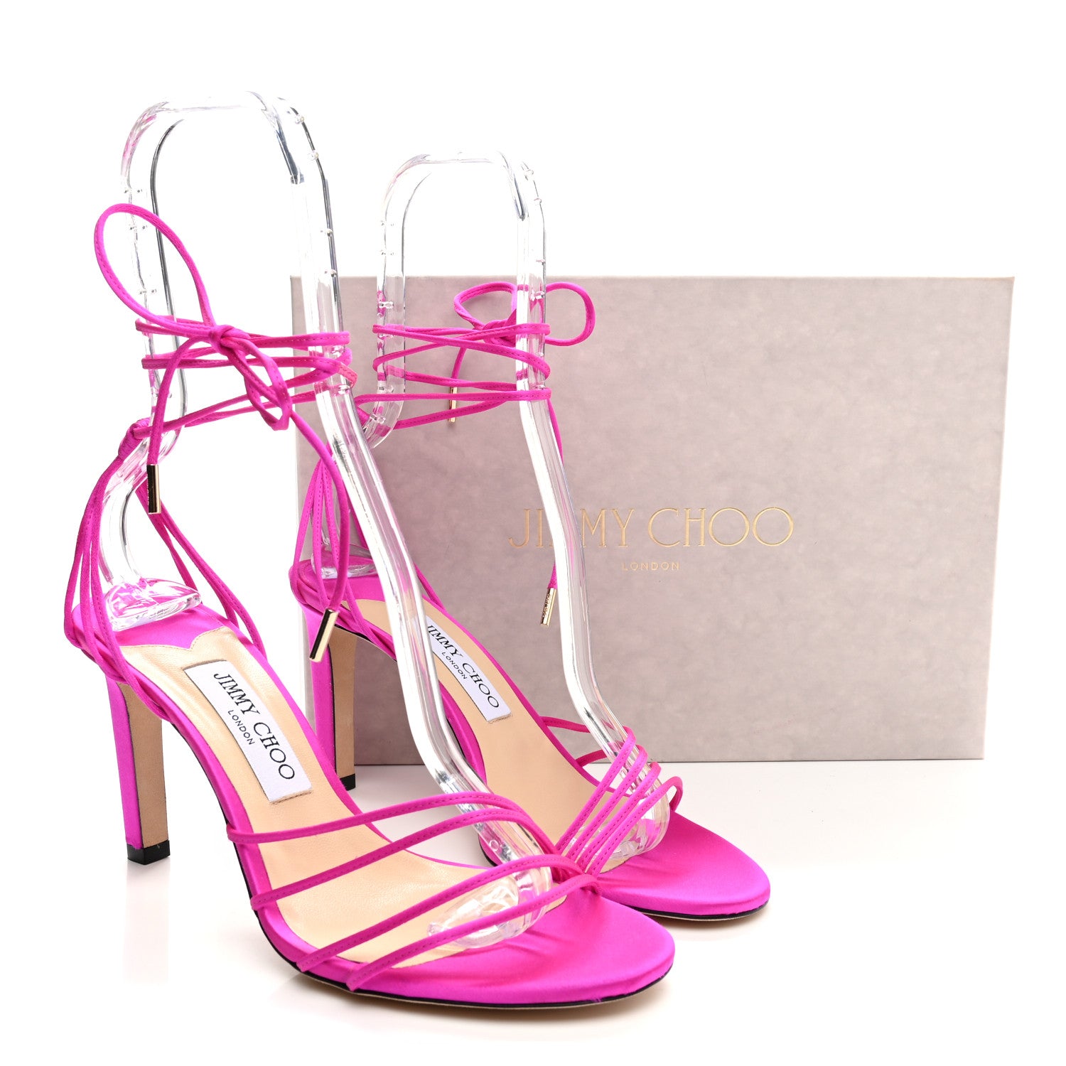 Jimmy Choo Satin Anita 85 Sandals 39 Fuchsia 11 of 11