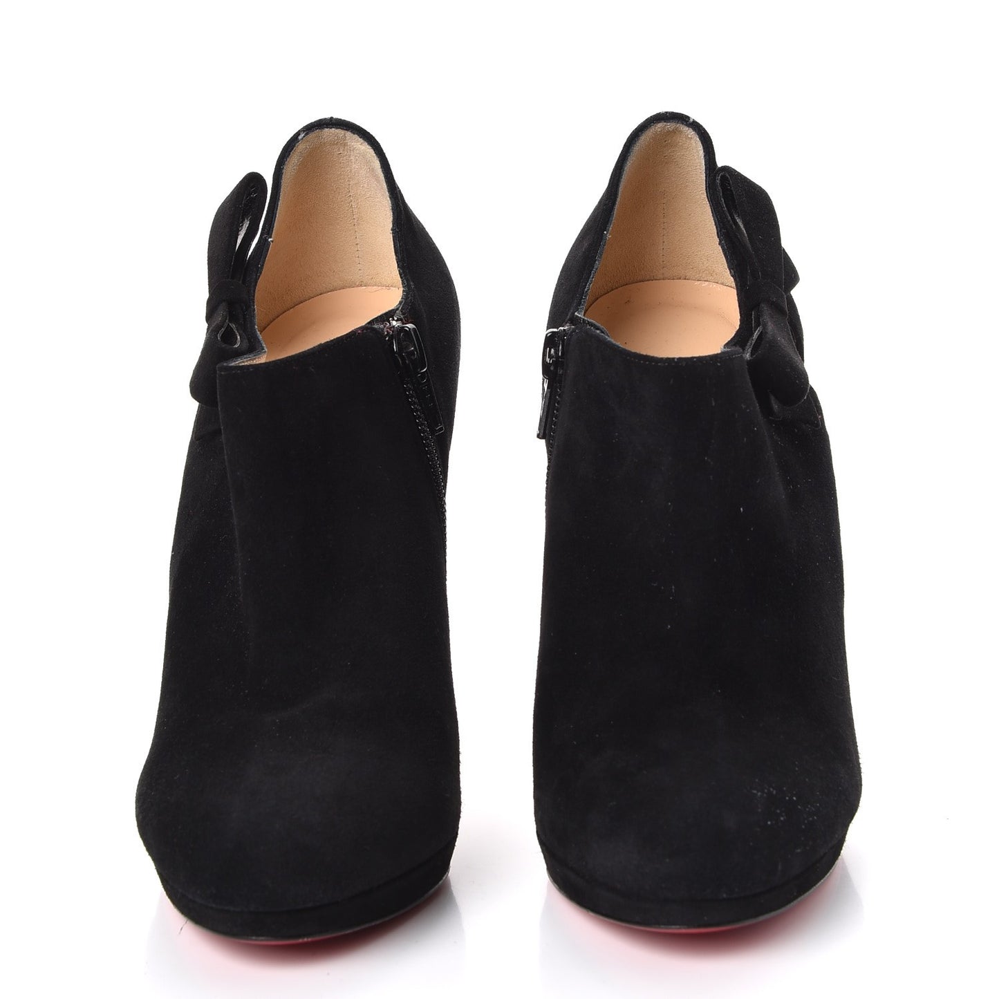 Suede Bow 100 Booties 37.5 Black
