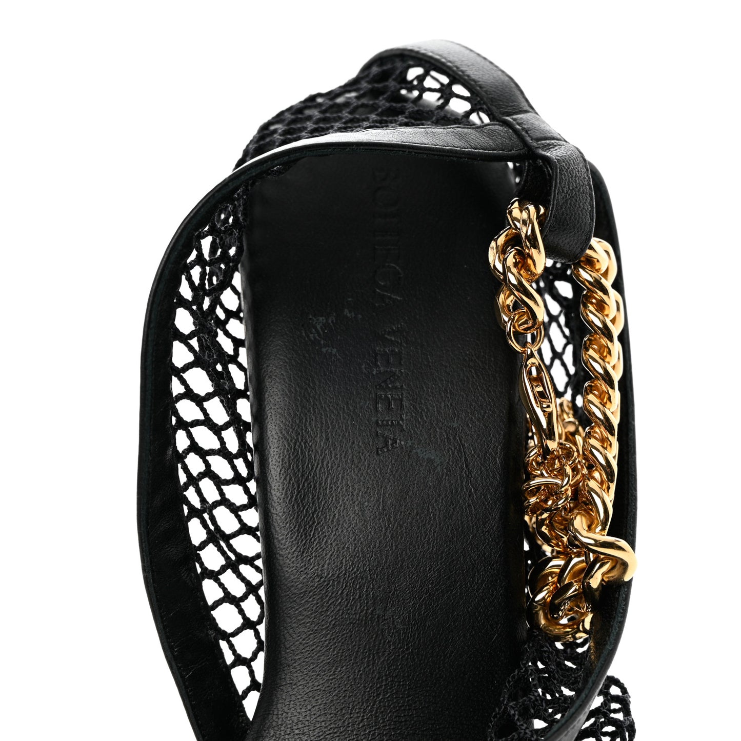 Mesh Calfskin Chain Stretch Pumps 38.5 Black