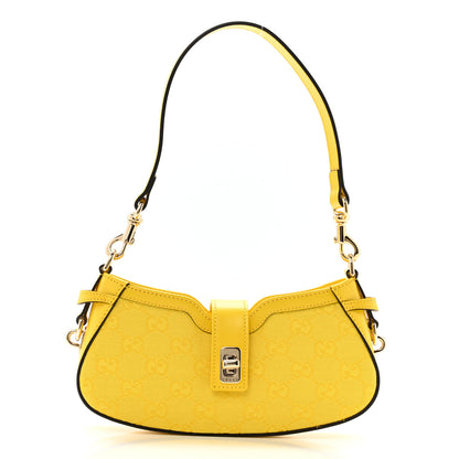 Gucci Calfskin Monogram Mini Moon Side Shoulder Bag Yellow 1 of 13
