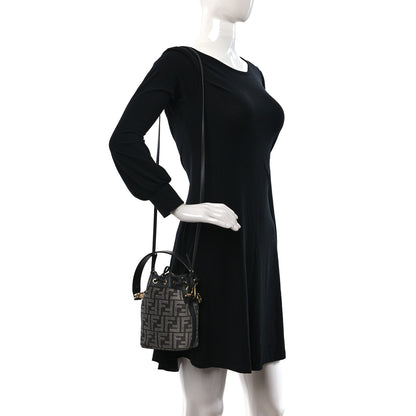 Fendi Chenille Vitello King FF Mini Mon Tresor Bucket Bag Antracite Asfalto 2 of 9