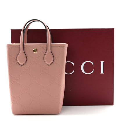 Gucci Gilbert Calfskin Jumbo GG Embossed Mini Tote Bag  Dusty Carmine 11 of 11