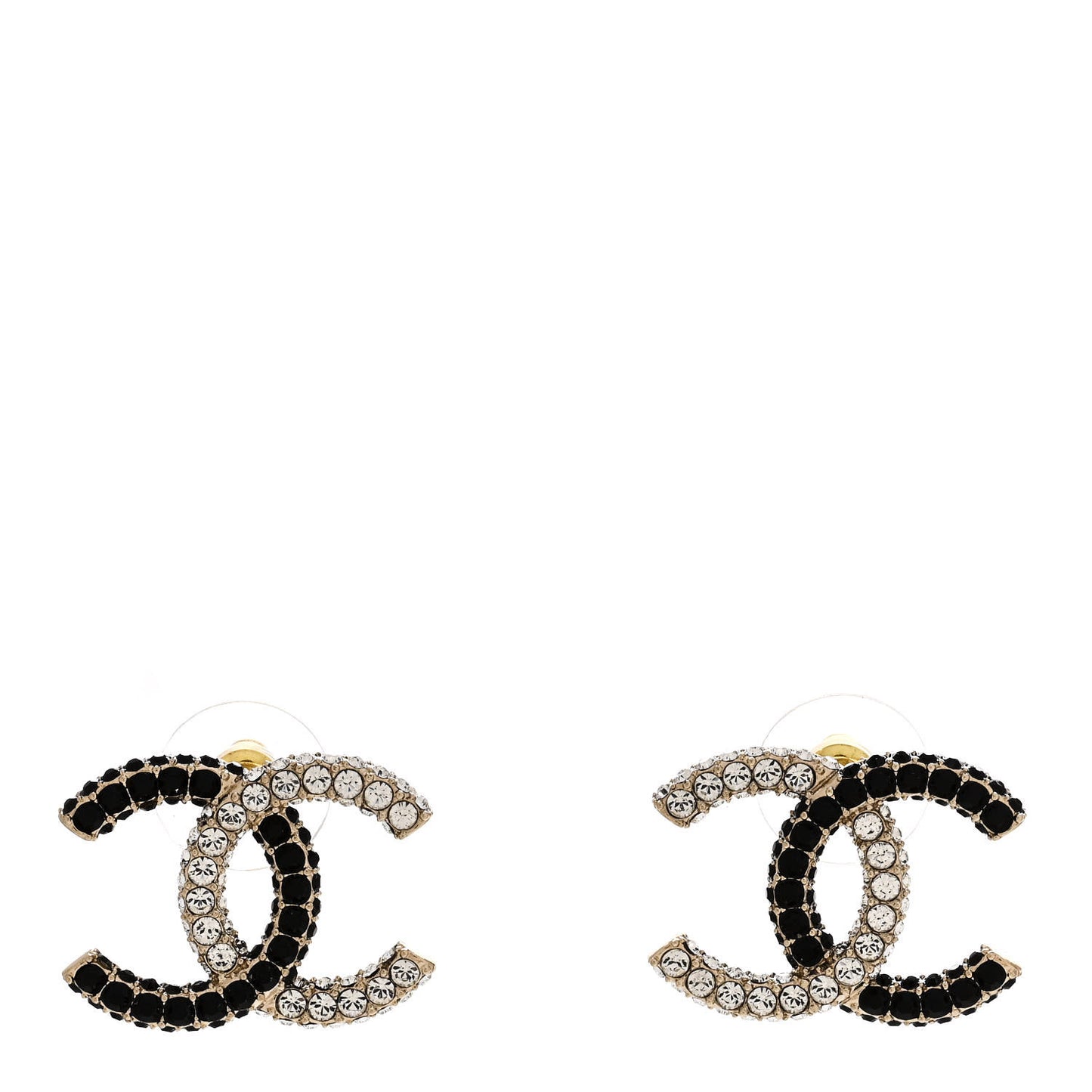 Crystal CC Earrings Gold Black