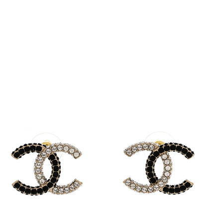Chanel Crystal CC Earrings Gold Black 1 of 4