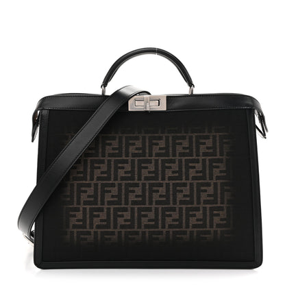 Fendi FF Vitello King Jacquard 1974 Medium Peekaboo I SEE U Satchel Brown 1 of 14