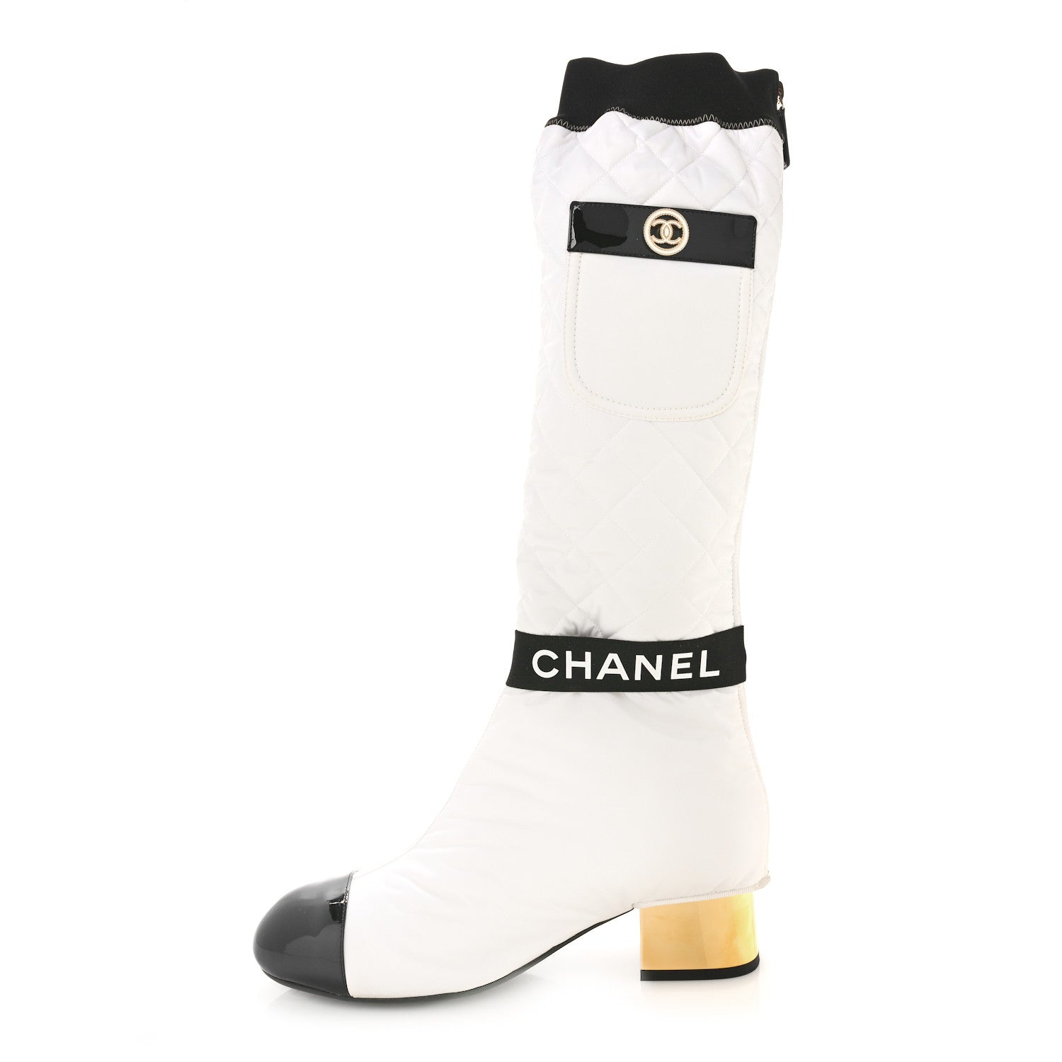 Chanel Mixed Fibers Lambskin Patent Calfskin Convertible High Boots 39 White 1 of 9