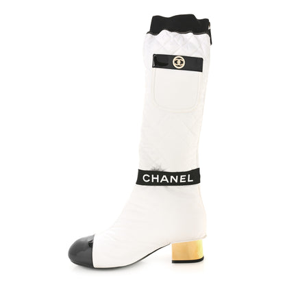 Chanel Mixed Fibers Lambskin Patent Calfskin Convertible High Boots 39 White 1 of 9