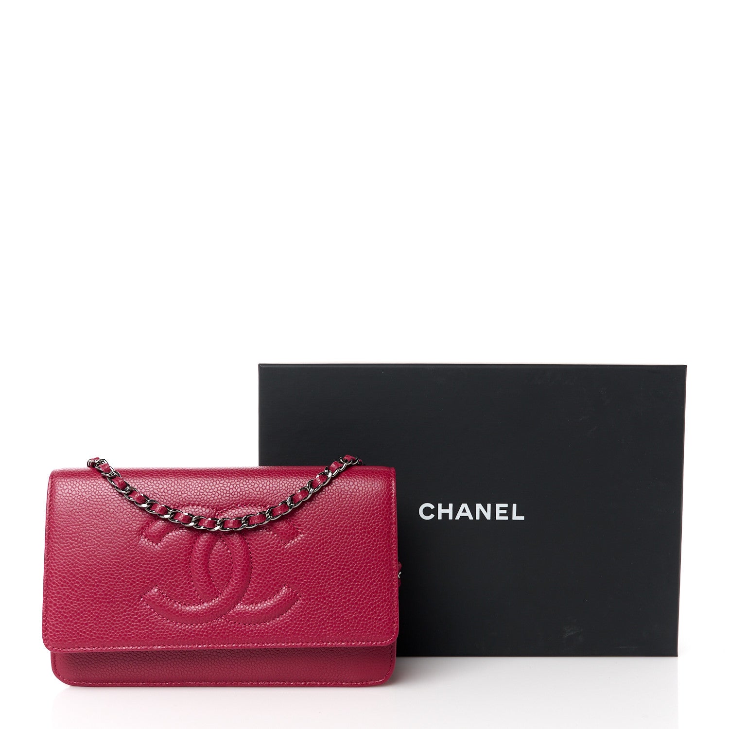 Chanel Caviar Timeless CC Wallet on Chain WOC Dark Pink 12 of 12