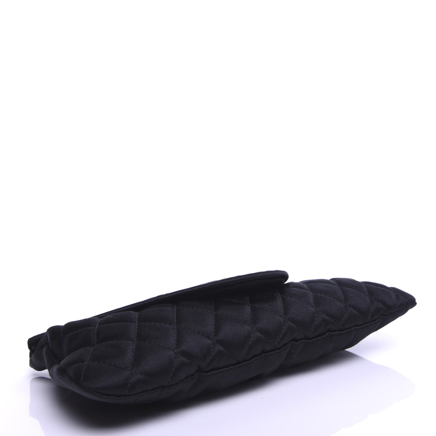 Satin Quilted Flap Clutch Black