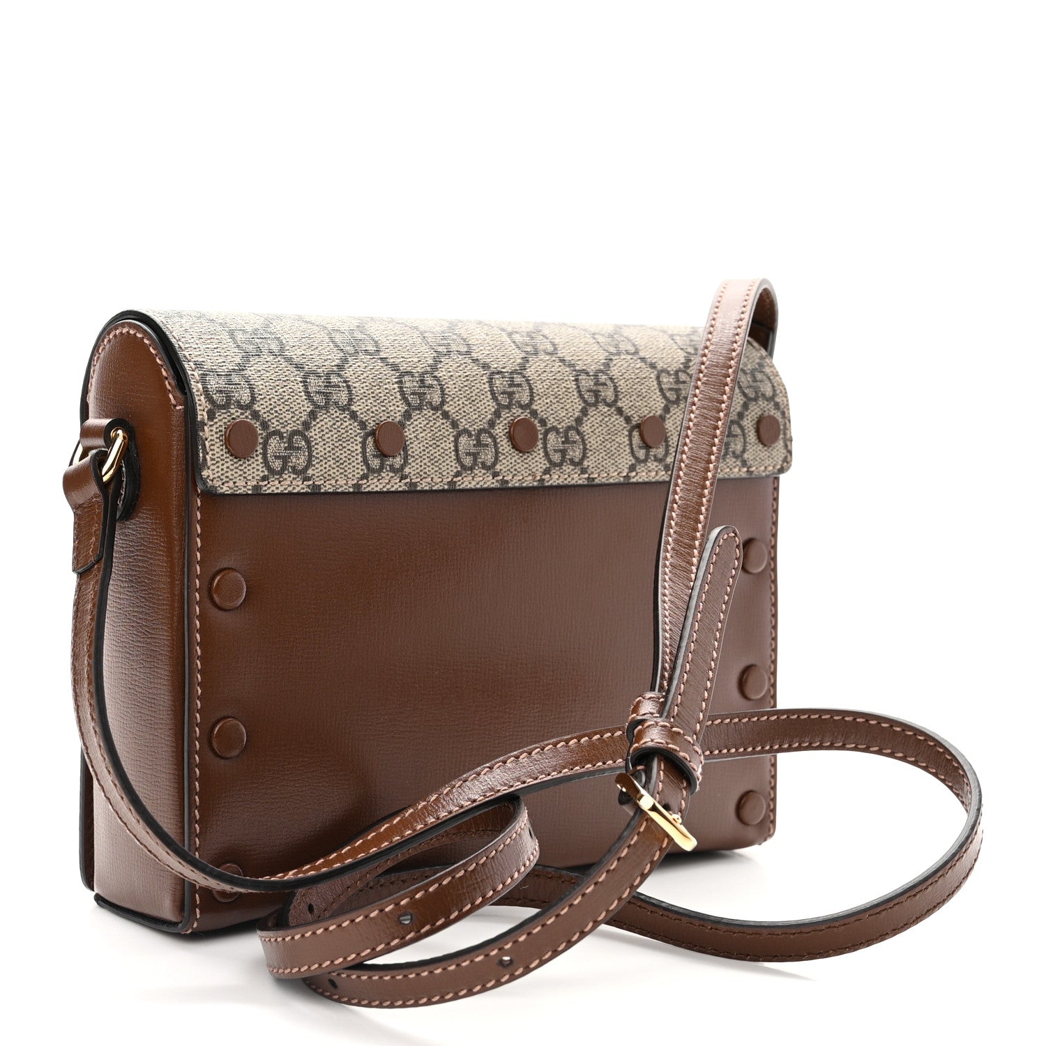 Gucci GG Supreme Monogram Script Logo Heart Crossbody Bag Beige Brown 3 of 11