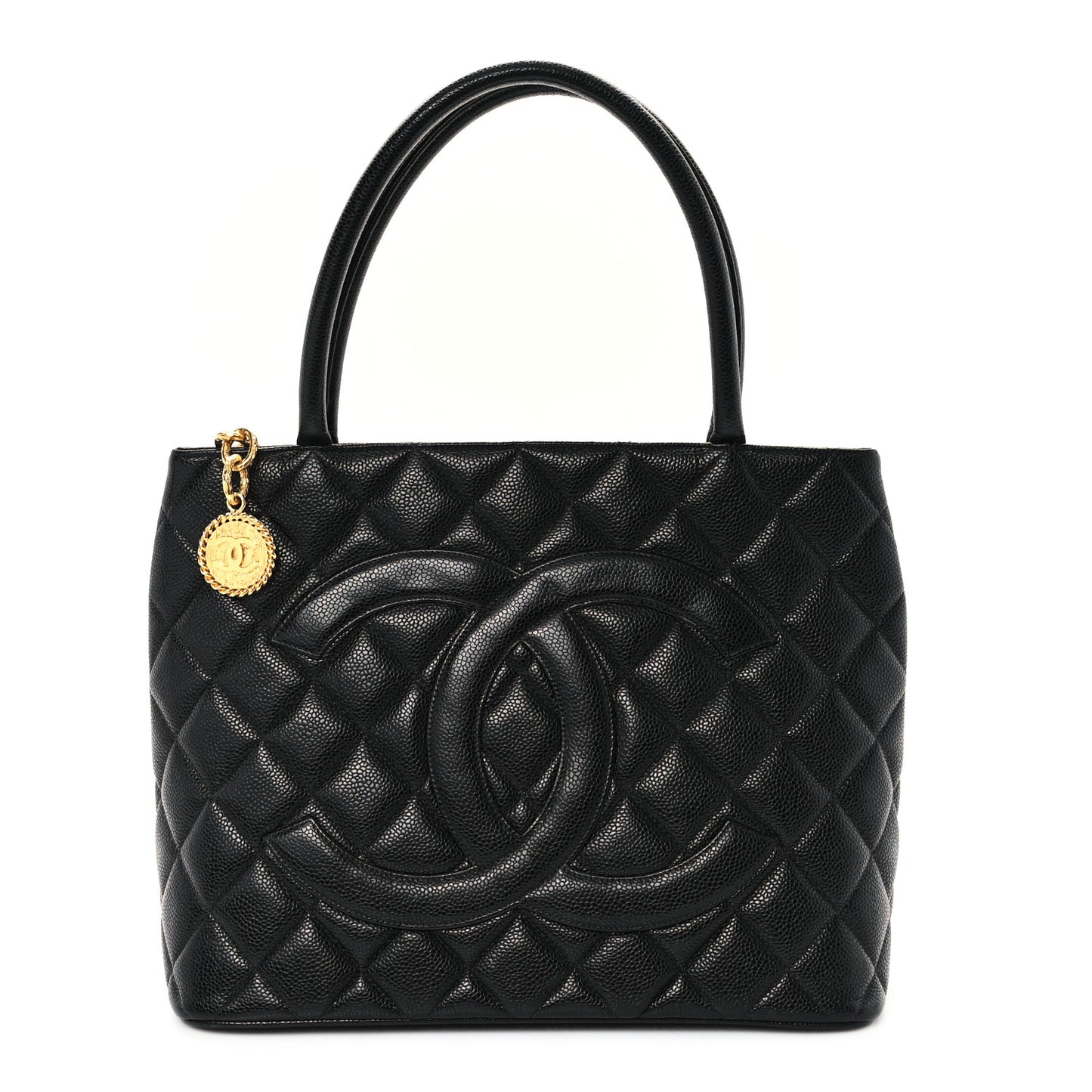 Caviar Quilted Medallion Tote Black