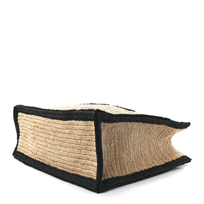 Saint Laurent Raffia Calfskin Rive Gauche Tote Naturale Black 9 of 11