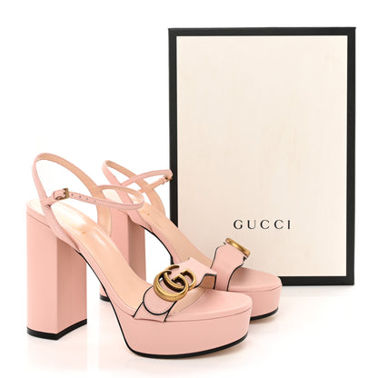 Gucci Galassia GG Marmont Ankle Wrap 30/115mm Platform Sandals 38.5 Perfect Pink 2 of 13