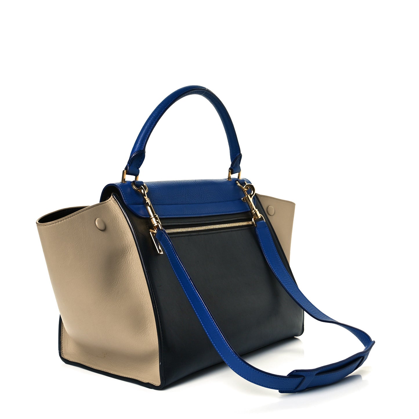 Elephant Calfskin Mediuml Tri-color Trapeze Indigo