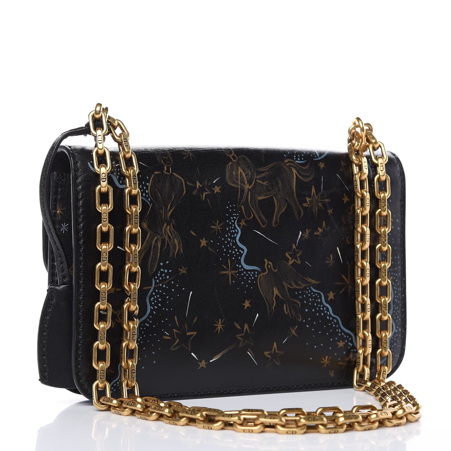 Christian Dior Lambskin Hand Painted Small Dioraddict Flap Bag Black 4 of 9