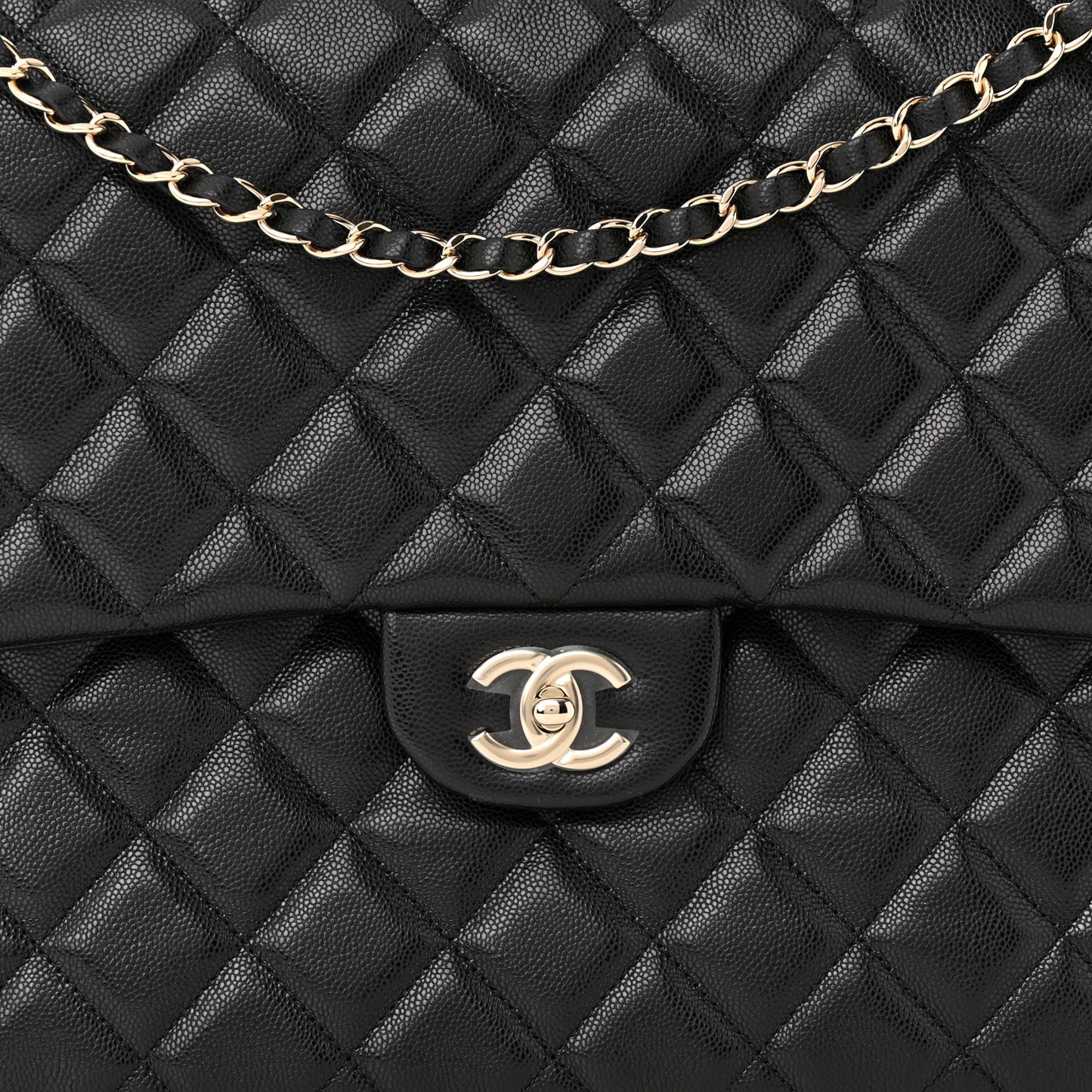 Caviar Quilted XXL Travel Flap Bag Black